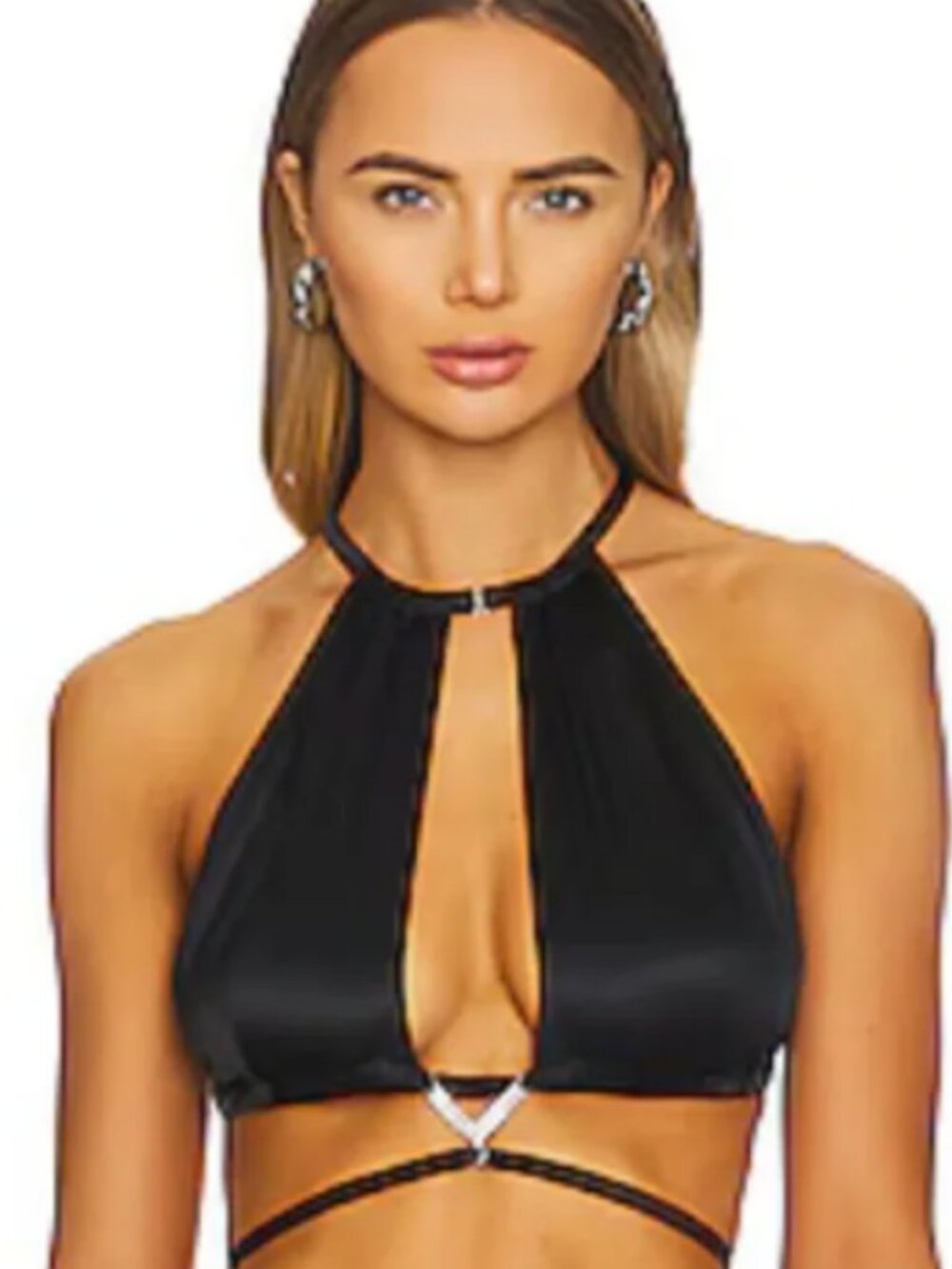Fleur du Mal Black Crystal Halter Top XS - Like New NWOT
